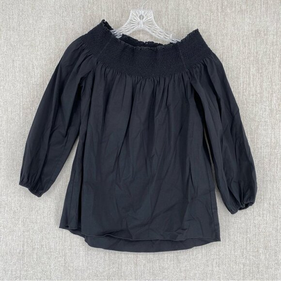 Theory Top Womens Small‎ Black Off Shoulder Babydoll Blouse Long Sleeve - Picture 3 of 10